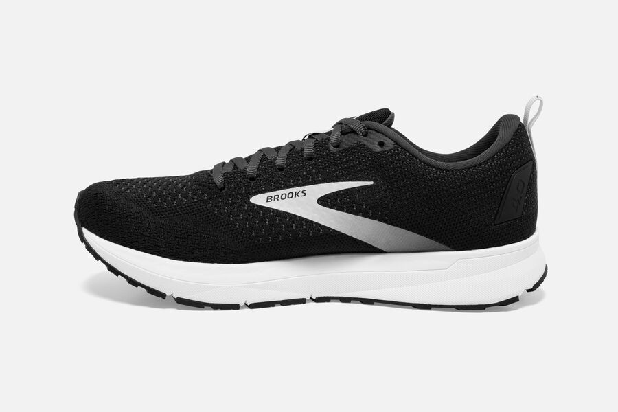 Brooks Running Shoes Mens Black/Silver - Revel 4 Road - 7918-YQKOH